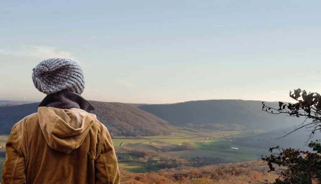 Person looking out over landscape
