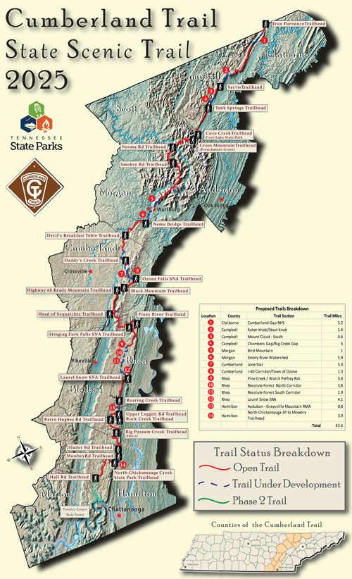 Thumbnail image of the 2025 Cumberland Trail State Scenic Trail map