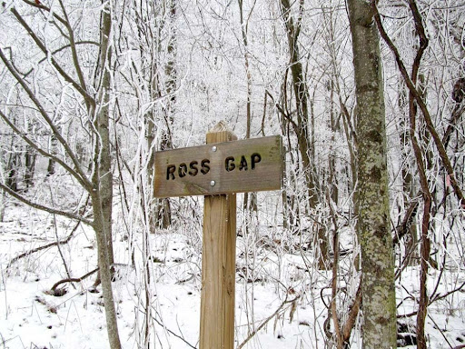 Ross Gap sign in the snow