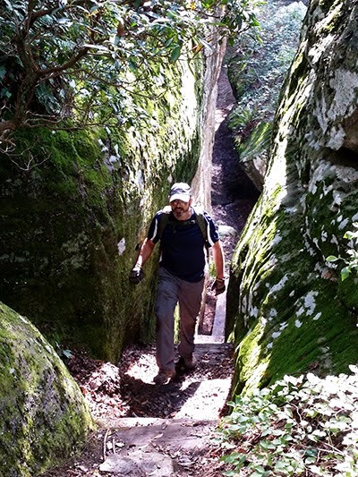 CTC volunteer Mike Durnwald during the reconstruction of Gateway Rock stairs, Black Mountain 2014. (Richie)