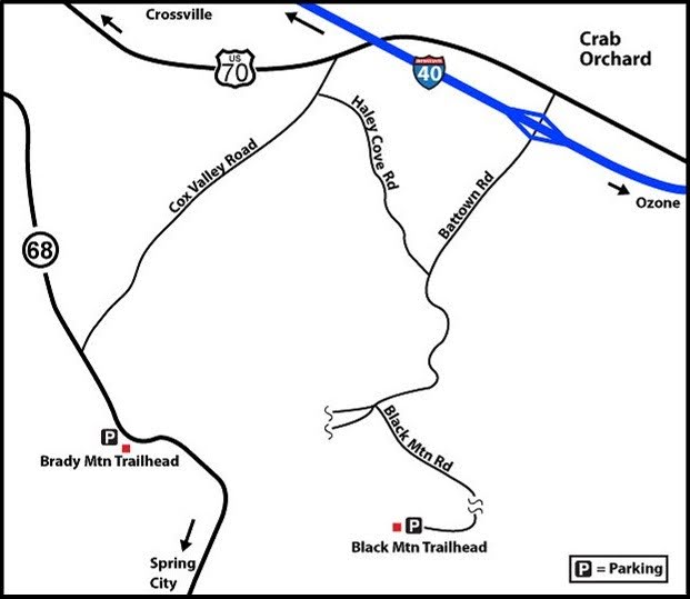 Road map to Black Mountain Trailheads