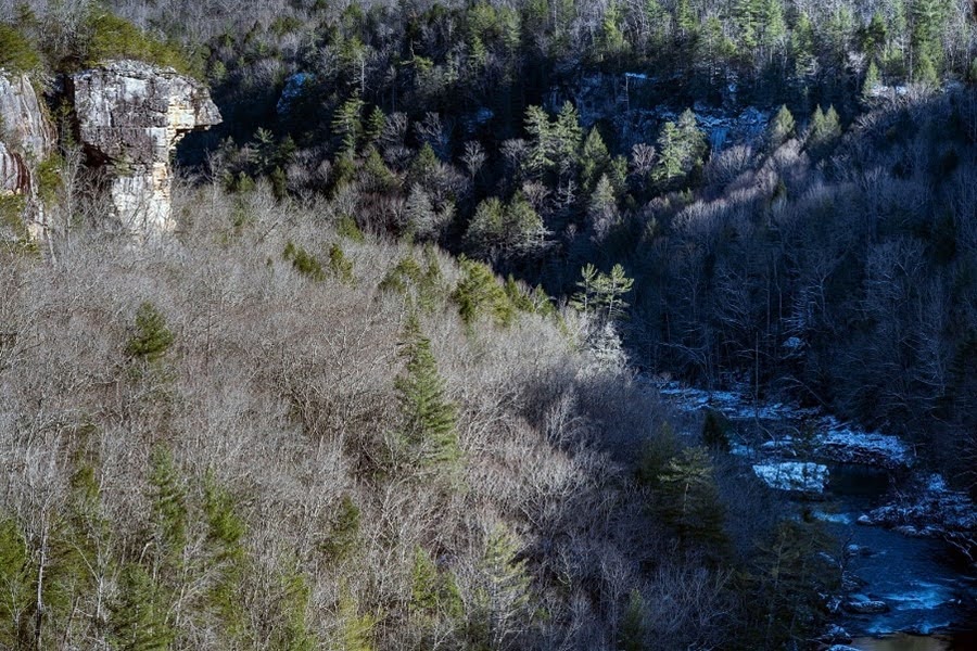 Daddys Creek and Beak Rock Bluff from Second Overlook Past Campsite (Stephens)