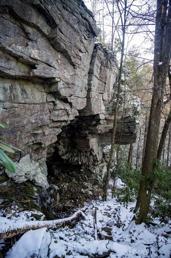 Large Rock Bluff at the Descent to Little Cove Branch. (Stephens)