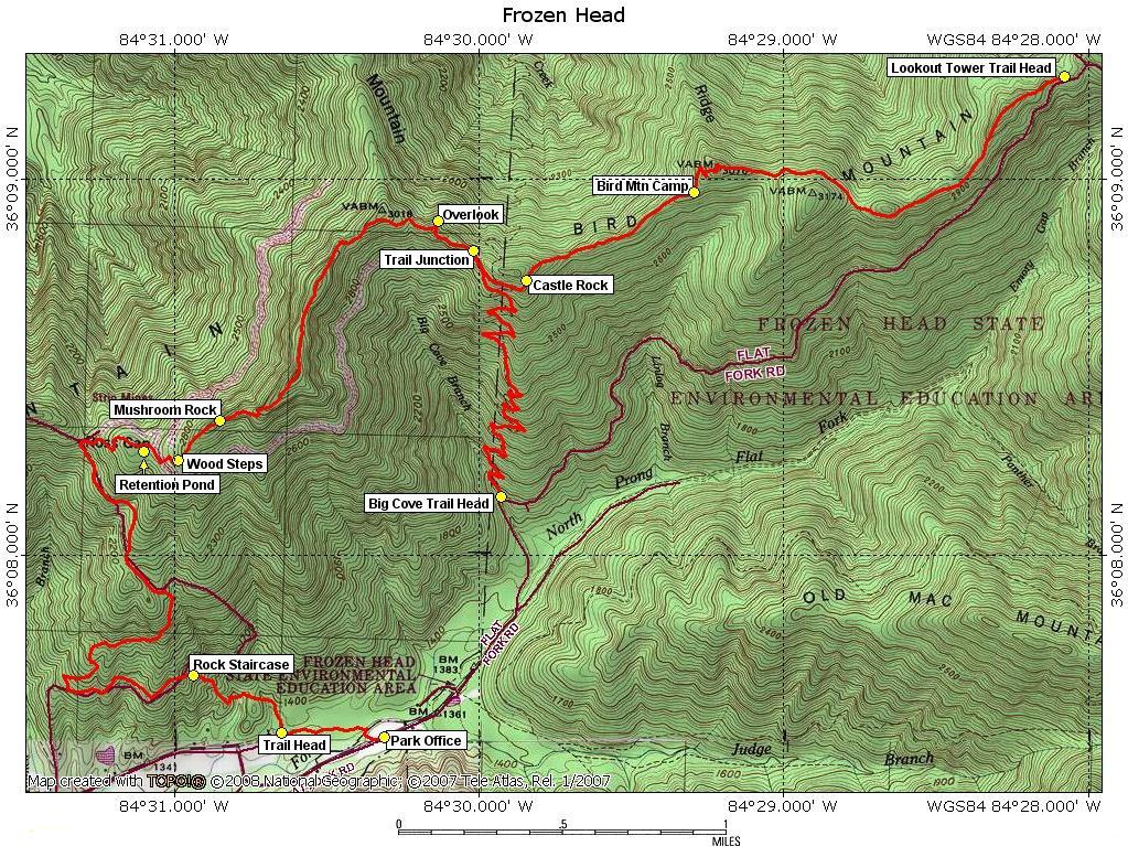 Topo map: Frozen Head State Park