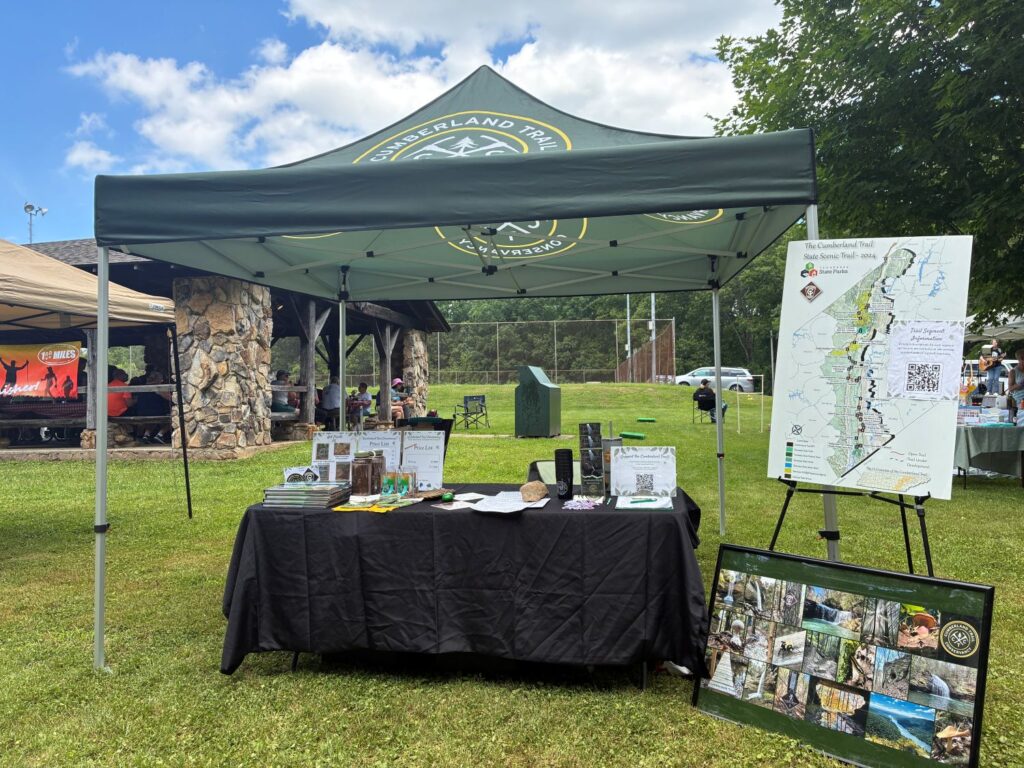 Booth setup at National Trails Day Picnic at Cumberland Mountain State Park