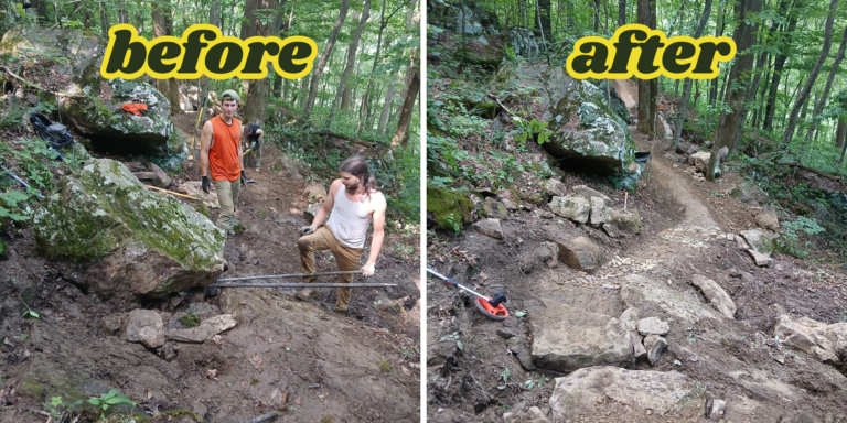 Before and After of a bolder field section on Bird 1