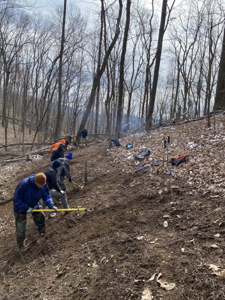 Each participant is responsible for a 10 foot section of trail - just enough to be close to your neighbors without being in swinging distance