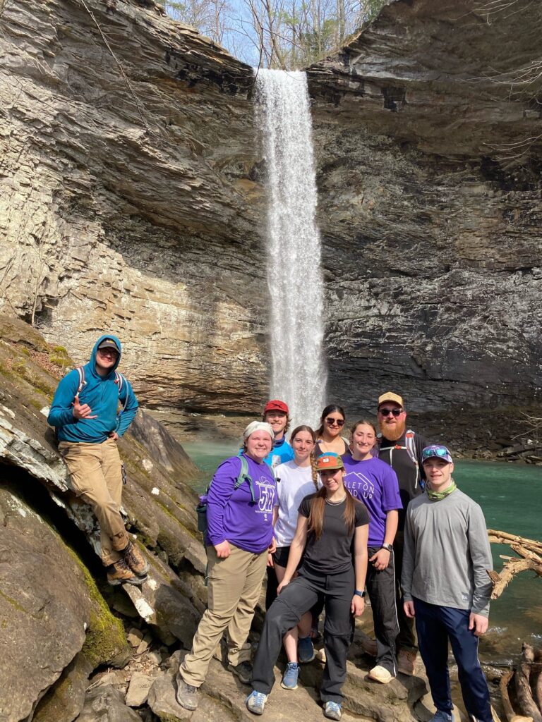 Tarleton students hike to Ozone Falls on the Cumberland Trail on their last day to celebrate a successful week